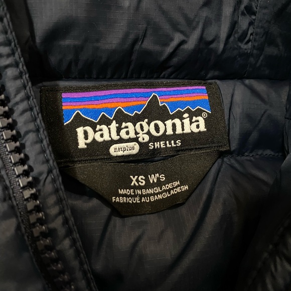 Patagonia Recycled Down Parka Hoodie Sweater Jacket Long Pitch Blue XS - Picture 4 of 8